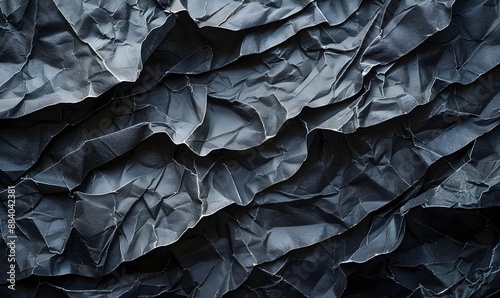 Organic Texture, A macro shot capturing the intricate texture and detail of crumpled black paper