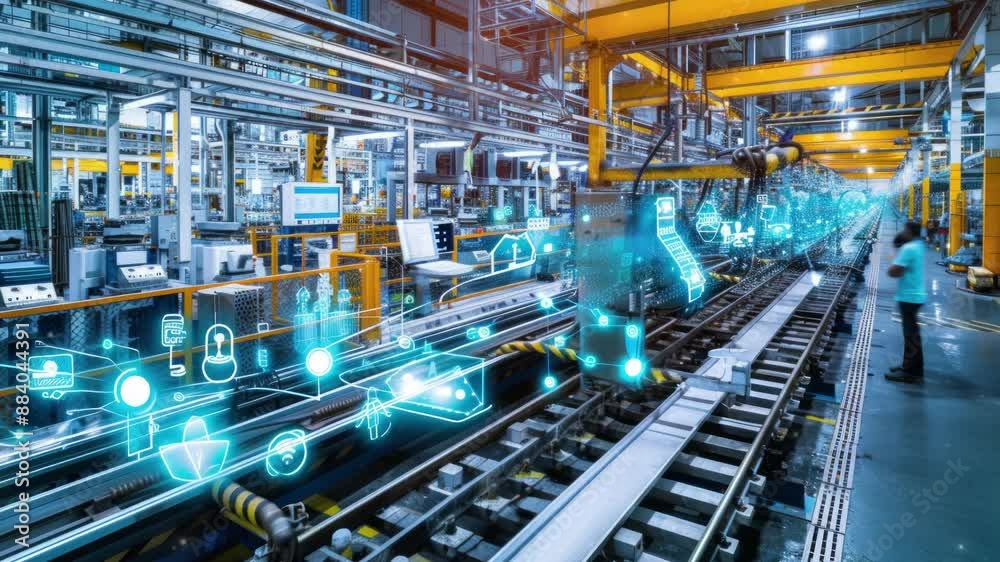 The Internet of Things IoT in manufacturing. Integration of connected devices to optimize production, maintenance, inventory, and other factory operations in the new era of Industry 4.0 The Internet of Things IoT in manufacturing. Integration of connected devices to optimize production, maintenance, inventory, and other factory operations in the new era of Industry 4.0