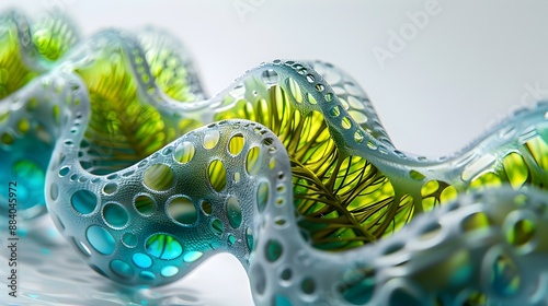 Intricate 3D Rendering of Chloroplast Cellular Organelle with Layered Thylakoid Membranes and photo