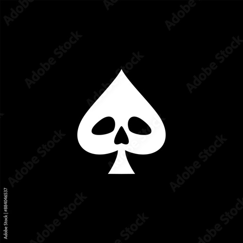 ace skull face icon, leaf skull logo vector simple