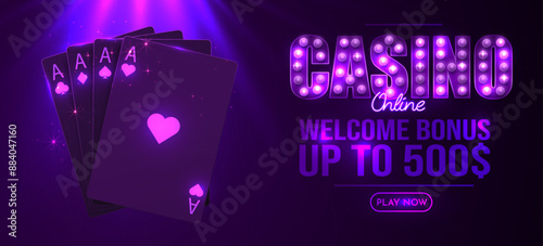 Poker cards. Casino banner.