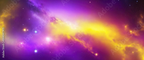 Galaxy Background with Yellow and Purple Nebula © Reazy Studio