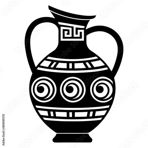 Ancient Greek Jug Vector Illustration Detailed Lines and Circles Pattern photo