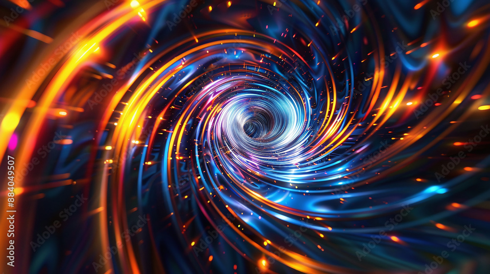 Hypnotic Light Tunnel with Colorful Spirals Hypnotic Light Tunnel with Colorful Spirals
