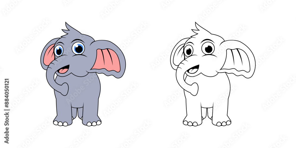 Fototapeta premium Elephant Cartoon Character Design Illustration vector eps format suitable for your design needs logo illustration animation etc