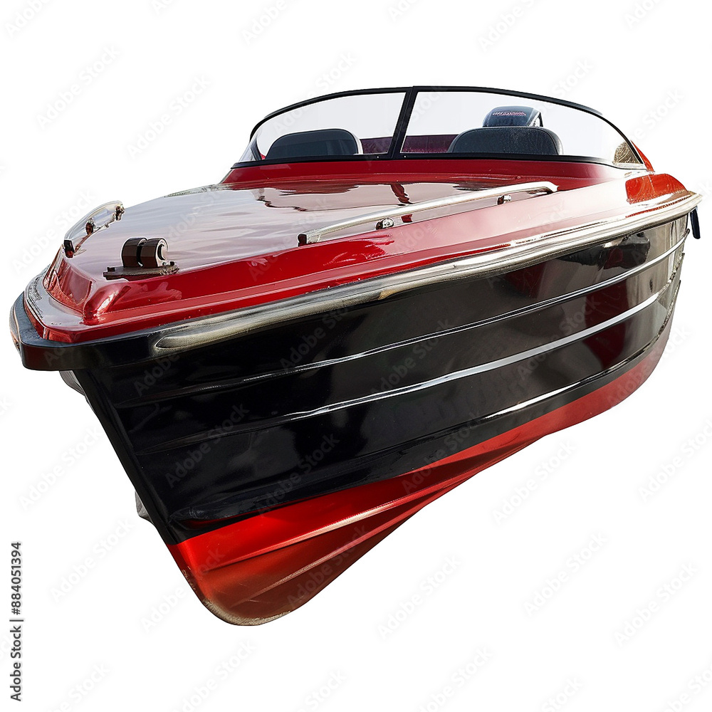Naklejka premium Red and black motor boat isolated on transparent background