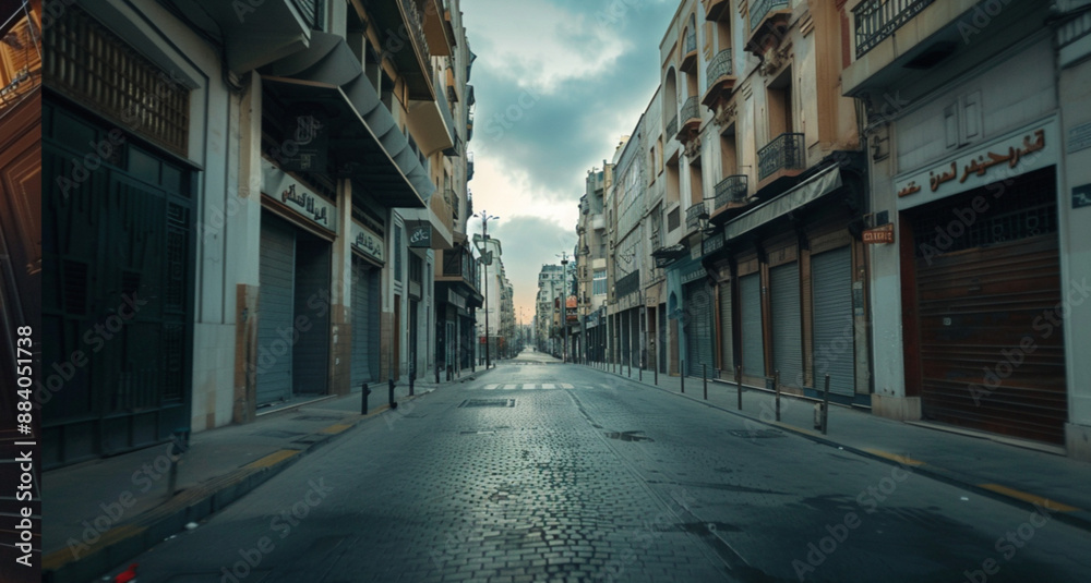 Fototapeta premium cinematic background of morocco casablanca city center empty streets
