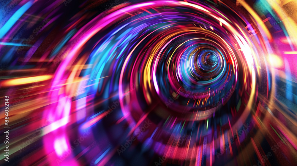 Hypnotic Neon Tunnel with Vibrant Colors Hypnotic Neon Tunnel with Vibrant Colors
