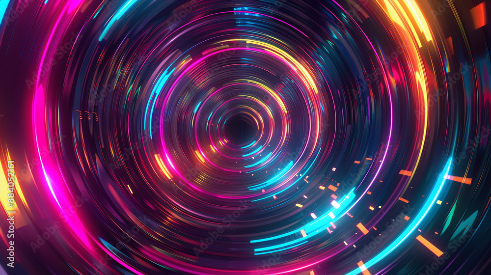 Hypnotic Neon Tunnel with Vibrant Colors Hypnotic Neon Tunnel with Vibrant Colors