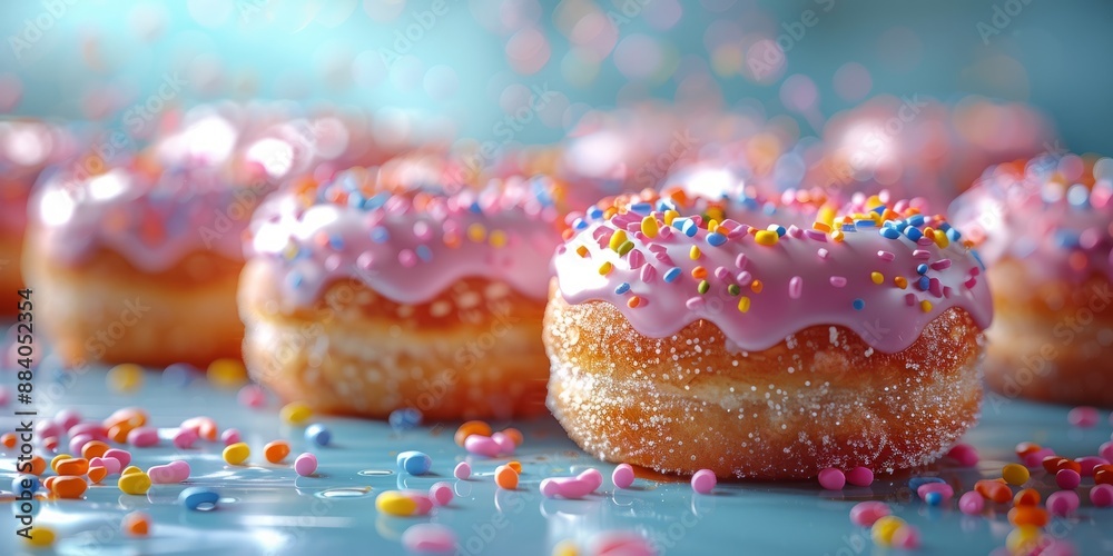 National Donut Day donuts with colorful icing, September 7th National Donut Day donuts with colorful icing, September 7th