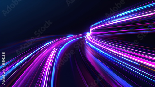 Abstract Neon Light Trails in Motion