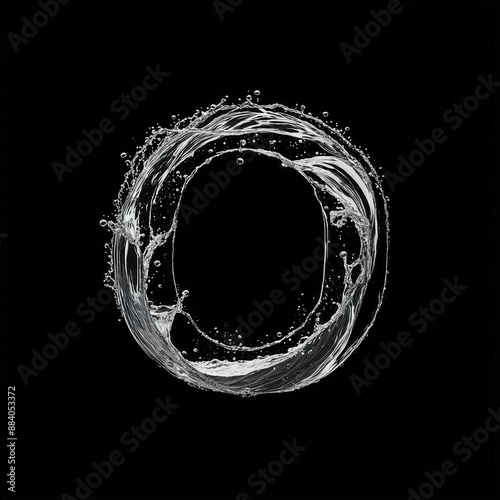 Letter O. Liquid Fluid Water effect with Splashes and Droplets. typography font, alphabet abc, isolated on  background png.