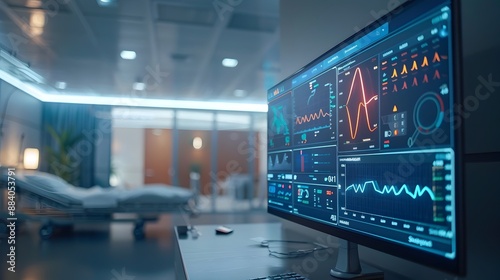 Wallpaper Mural Cutting Edge Healthcare Monitoring System Displaying Real Time Patient Data in Modern Hospital Room Torontodigital.ca