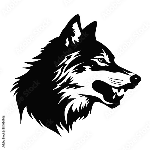 wolf silhouette - black vector design 