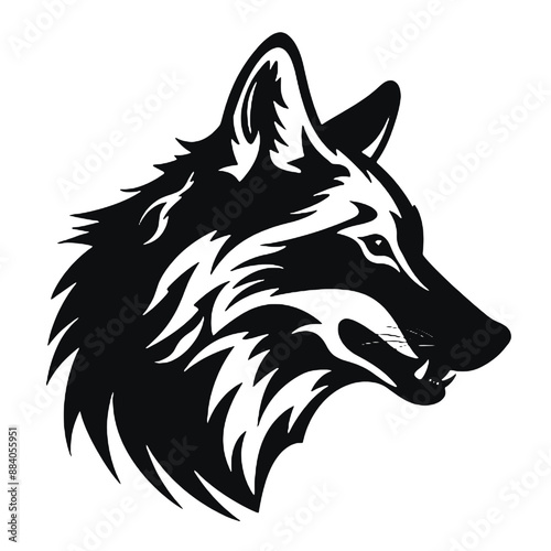 wolf silhouette - black vector design 