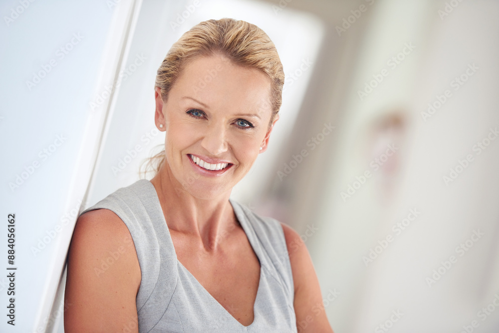 Woman, business or portrait in office with smile for corporate career, secretary or receptionist with pride. Female person, professional employee or happiness in workplace for job with administration Woman, business or portrait in office with smile for corporate career, secretary or receptionist with pride. Female person, professional employee or happiness in workplace for job with administration