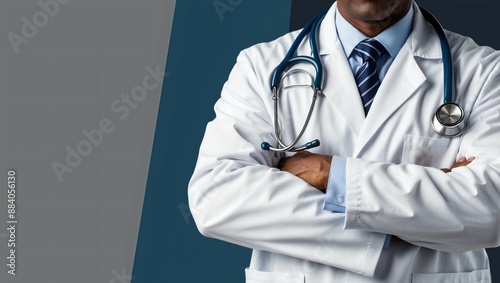 doctor with stethoscope medical modeling, showcasing a professional in a pristine white coat, equipped with a stethoscope and a confident demeanor highlights the dedication and expertise of healthcare