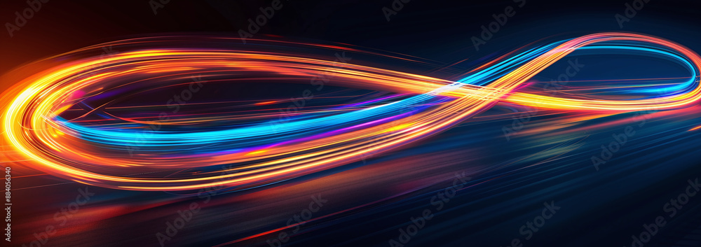 Dynamic Swirls of Neon Blue and Orange Light Streaks Dynamic Swirls of Neon Blue and Orange Light Streaks