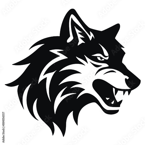 wolf silhouette - black vector design 