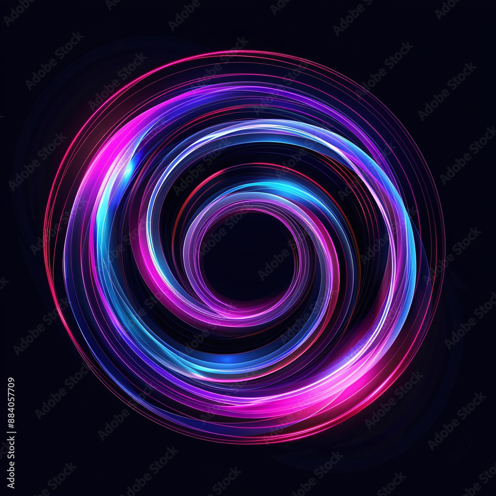 Neon Spiral with Glowing Light Rings Neon Spiral with Glowing Light Rings