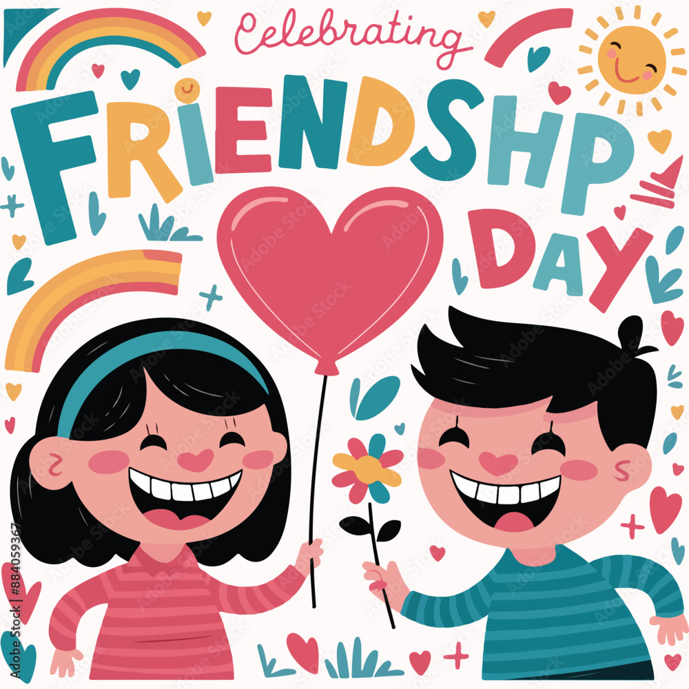 Happy friendship day greeting card vector illustration design. International friendship day celebrating typography background graphic illustration banner, poster and template design Happy friendship day greeting card vector illustration design. International friendship day celebrating typography background graphic illustration banner, poster and template design