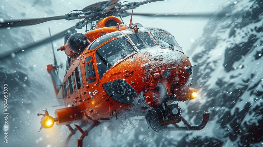 Rescue Helicopter in Snowstorm Rescue Helicopter in Snowstorm