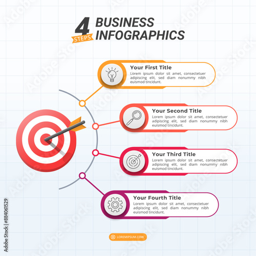 4 Options Goal Infographics Diagram with Editable Text on a 1:1 ratio layout for Presentation, Booklet, and Social Media Feeds.