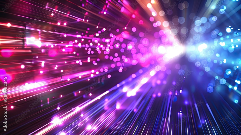 Obraz premium Abstract technology background with colorful light rays. shiny stripes