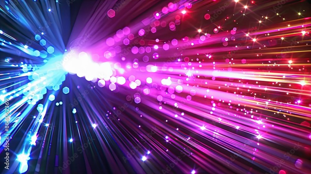 Fototapeta premium Abstract technology background with colorful light rays. shiny stripes