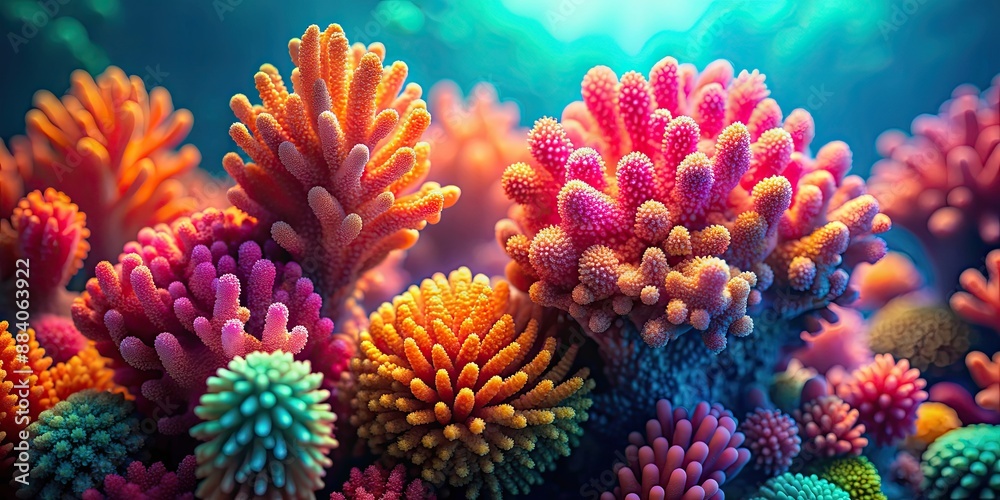 Obraz premium Scientific purity in a vibrant coral abstract, perfect for science-themed posters, science, purity, vibrant, coral, abstract