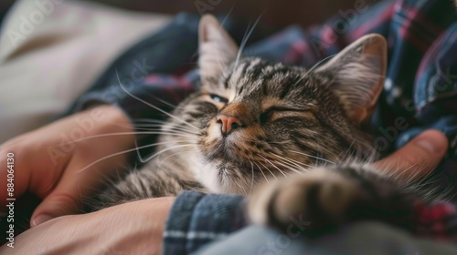 Wallpaper Mural owner playing with his American Shorthair cat. Torontodigital.ca
