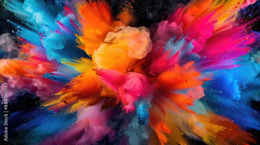 Explosion of Colorful Paints black background Explosion of Colorful Paints black background