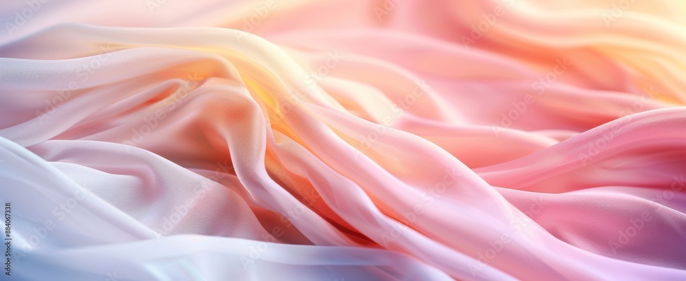 Fototapeta premium Soft pastel colored fabric texture forming abstract waves