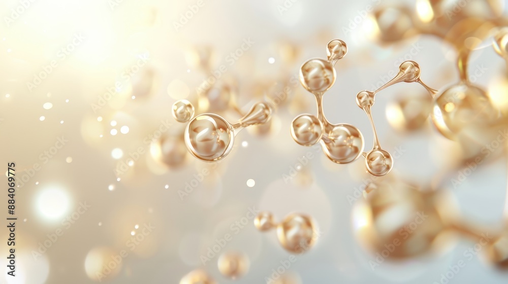 A close up of gold colored spheres with a blurry background A close up of gold colored spheres with a blurry background