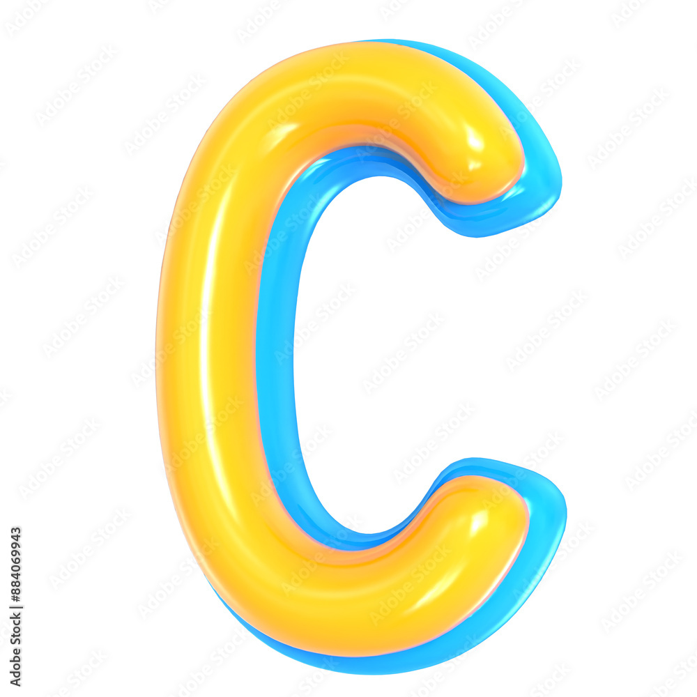 Yellow Alphabet with Blue 3D Letter C Render Yellow Alphabet with Blue 3D Letter C Render