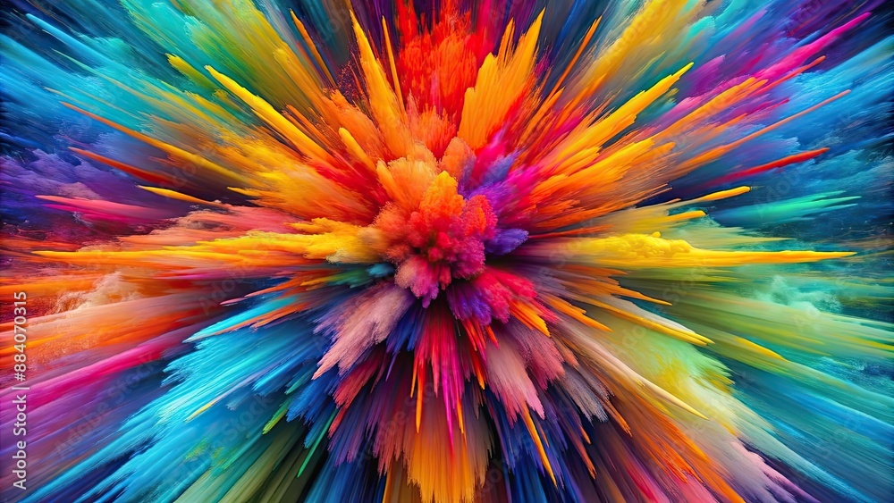 Obraz premium Abstract explosion of vibrant colors , rainbow, explosion, abstract, vivid, colorful, bright, burst, energetic