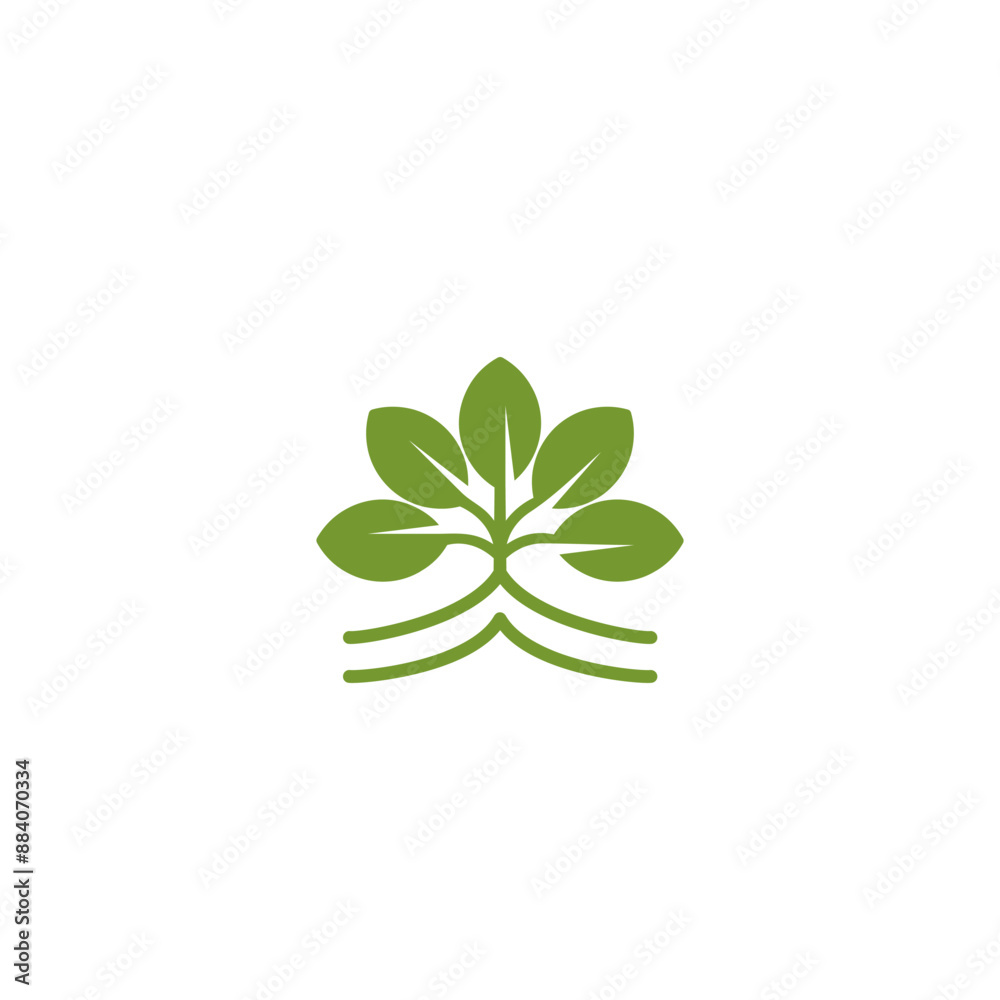 leaf five plant grow in earth logo vector, icon illustration leaf five plant grow in earth logo vector, icon illustration