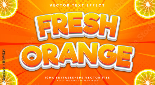 Fresh Orange editable text effect Template suitable for tropical food