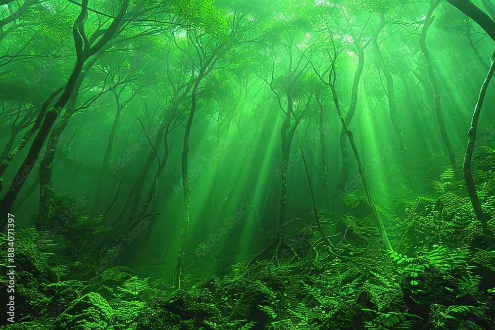 Naklejka premium The depth of dense forest UHD wallpaper
