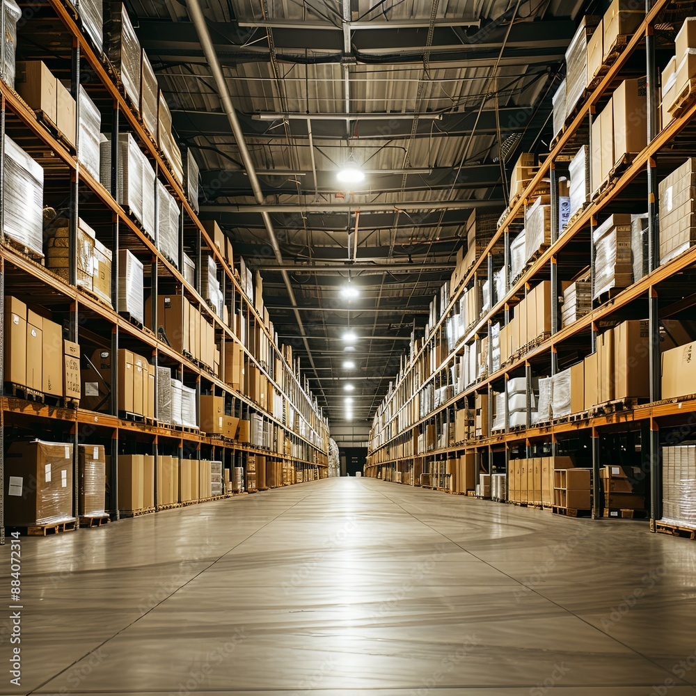 Endless Rows in a Vast Industrial Warehouse Endless Rows in a Vast Industrial Warehouse