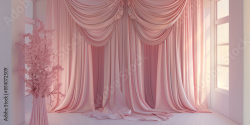 curtain pink with background