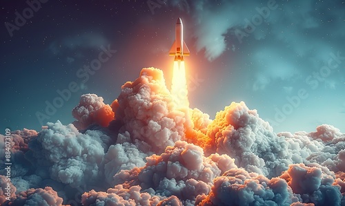 Minimalist rocket ship launch pad start-up concept takes off.