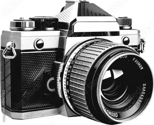 Retro camera photography collage element on transparent background, Retro camera punk y2k collage element, Camera photography magazine clipping with isolated clipping path. Generative AI