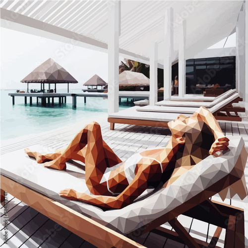 Woman on a sunbed in resort