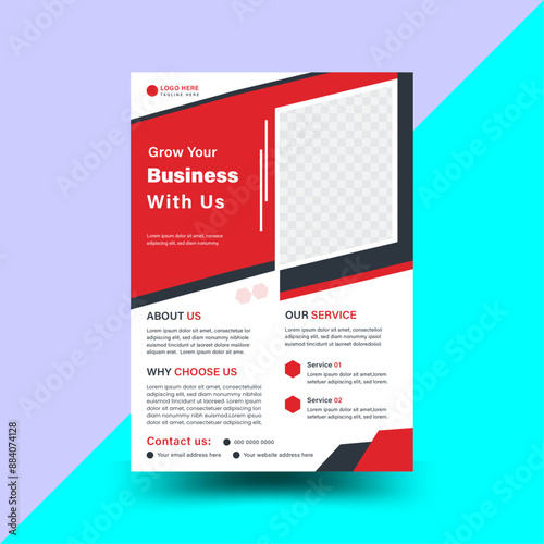 Corporate business flyer template design set with blue, orange, red and yellow color. marketing, business proposal, promotion. Business Flyer Corporate Flyer Template Geometric shape.
