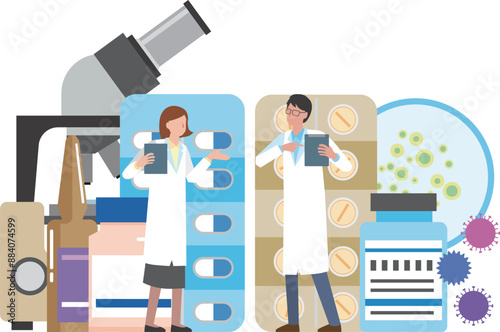 薬剤研究のイメージイラスト