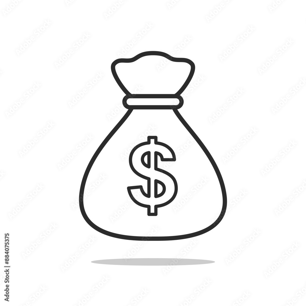 Money Bag icon. Vector thin financial illustration. Bag of money. Money Bag icon. Vector thin financial illustration. Bag of money.