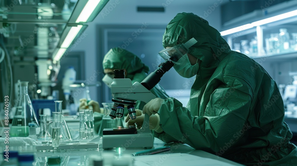 Scientist using laboratory microscope Scientist using laboratory microscope