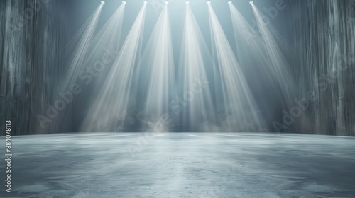 A large empty room with a spotlight shining on it