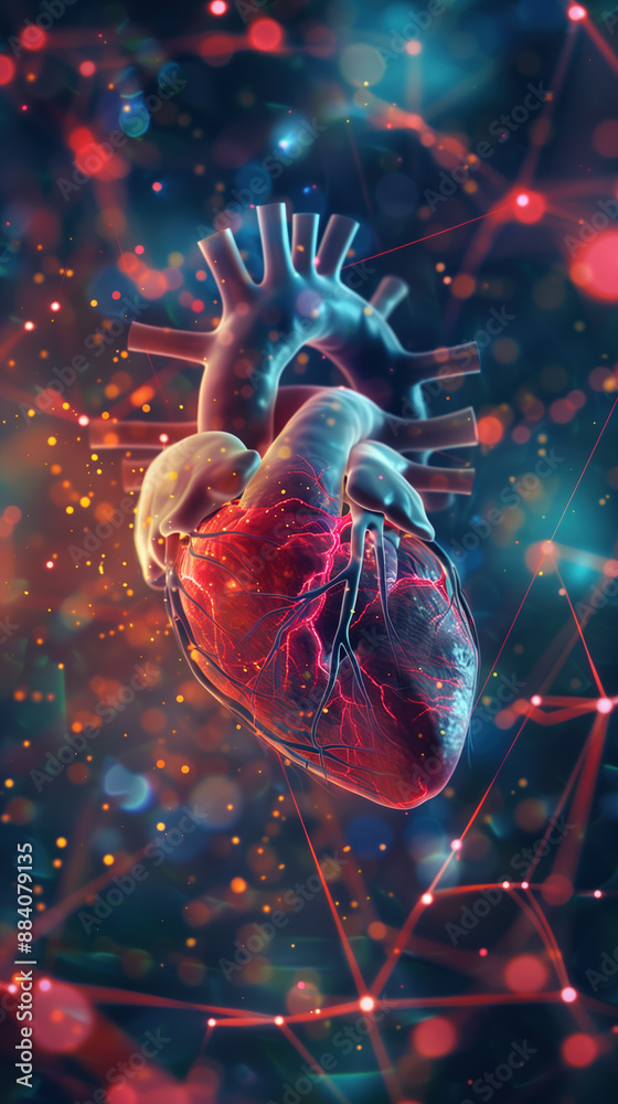 Resveratrol Enhancing Heart Health: Visualizing Strong Heart and Clear Arteries with Hologram, Healthy Supplement Concept Resveratrol Enhancing Heart Health: Visualizing Strong Heart and Clear Arteries with Hologram, Healthy Supplement Concept